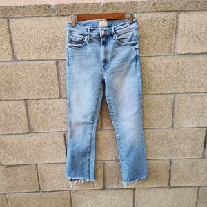 MOTHER Light Blue Frayed Hem Jeans